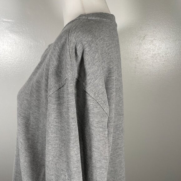 L.L. Bean Thermal Shirt Men's LT Gray Waffle Knit Traditional Fit Henley Neck - Picture 7 of 15
